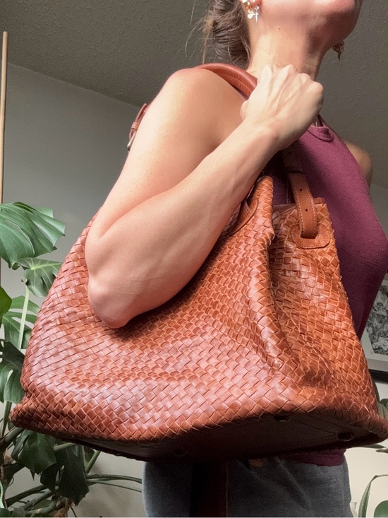 Valentina Handbags - Valentina Tan Woven Leather Tote / Cross Body purse